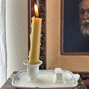 GDA Limoges France Hotel Mc Alpin New York Candleholder and Match Striker w blue